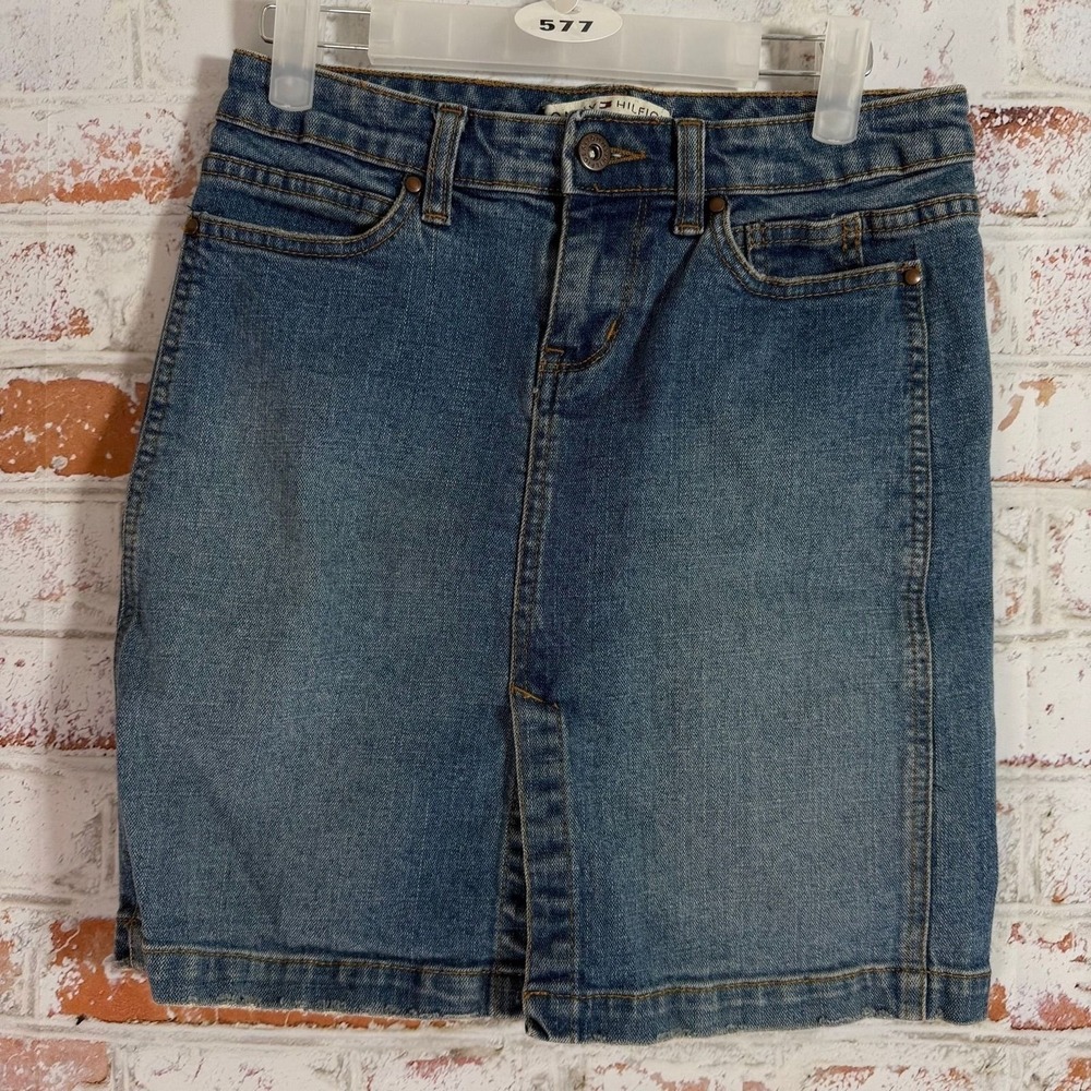 Tommy Hilfiger Denim Mini Skirt Womens 4 Blue Medium Wash Jean Skirt